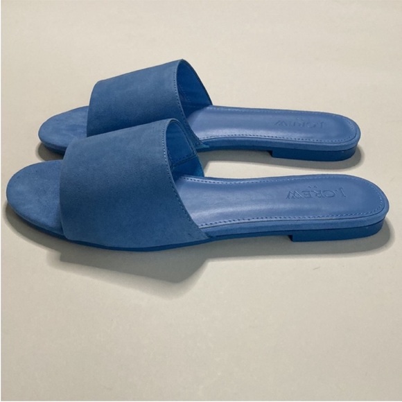 J. Crew Microsuede Single Strap Slide Sandals in Bright Peri - Picture 4 of 8